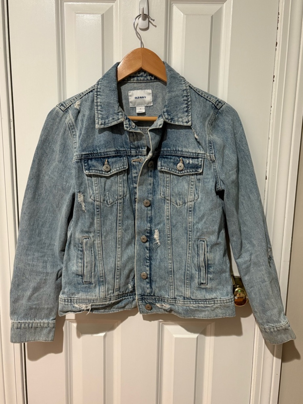 Old Navy Light Wash Denim Jean Jacket - Women's Distressed Trucker